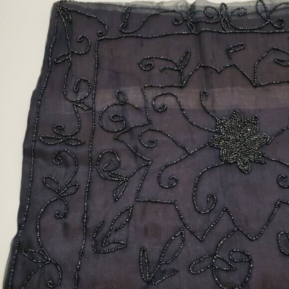 Deep Blue Sheer Beaded Cushion Cover Pillow Case Moody Maximalist Boho - Picture 3 of 13